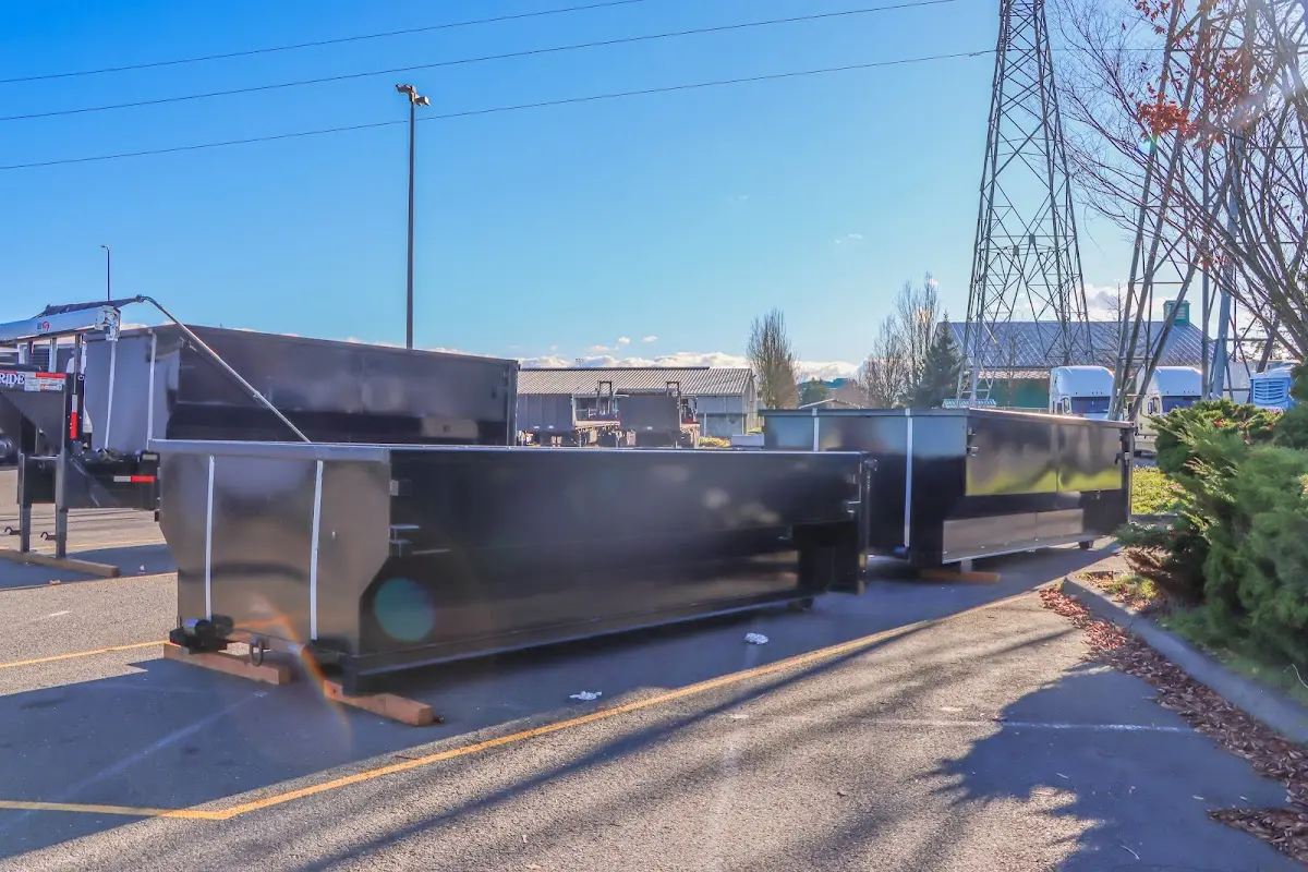 Roll-off dumpster ready for waste disposal at job site for Concrete Dumpster Rental in Mechanicsville